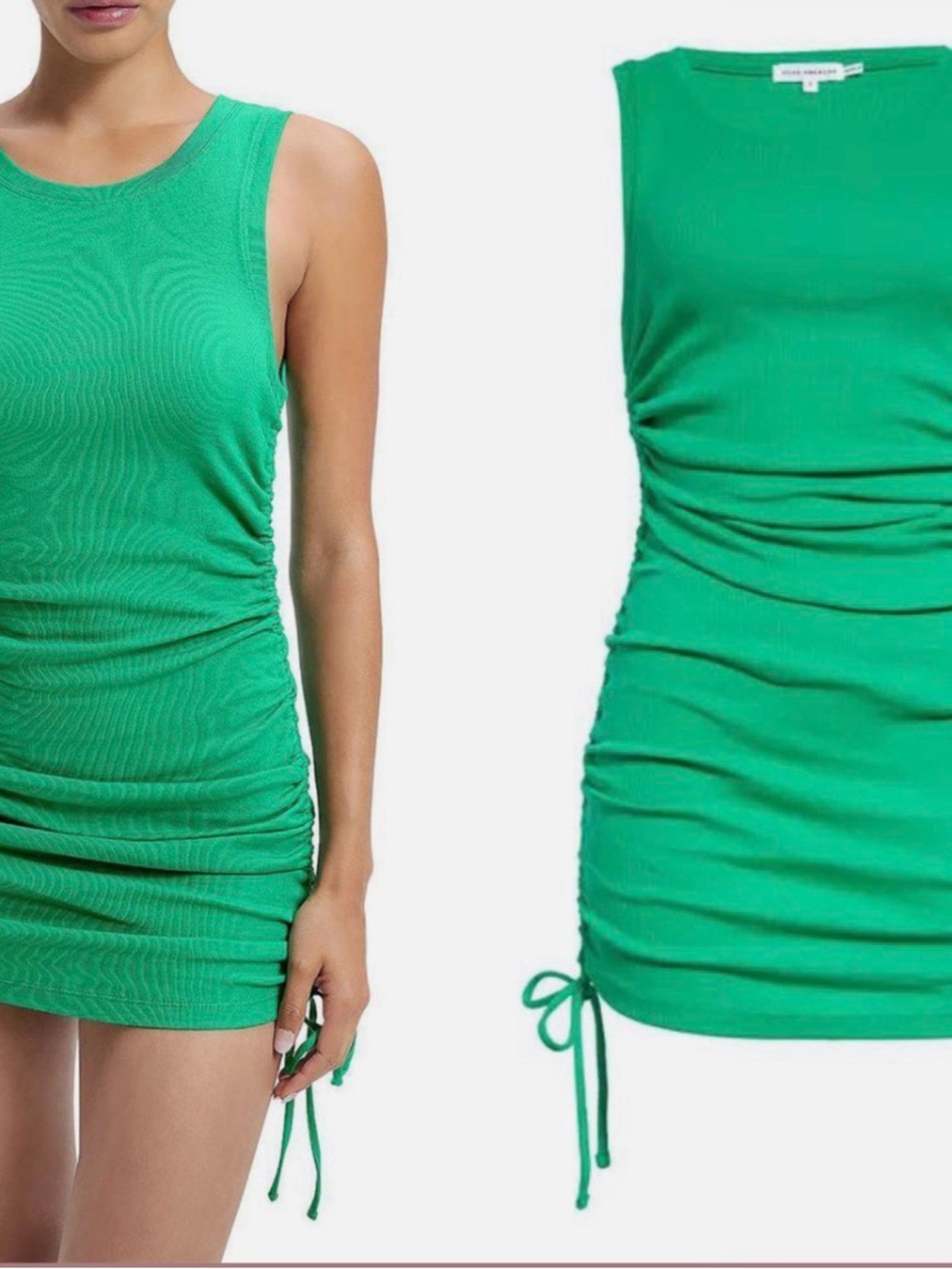 Good American Sleeveless Ruched Tank Mini Dress - Green NWOT size 2 ( Medium)